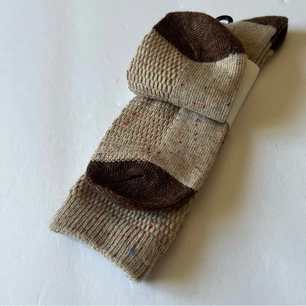 NORDSTROM MENS CREW SOCKS ACRYLIC/WOOL BLEND BEIGE OATMEAL HEATHER OS NWT